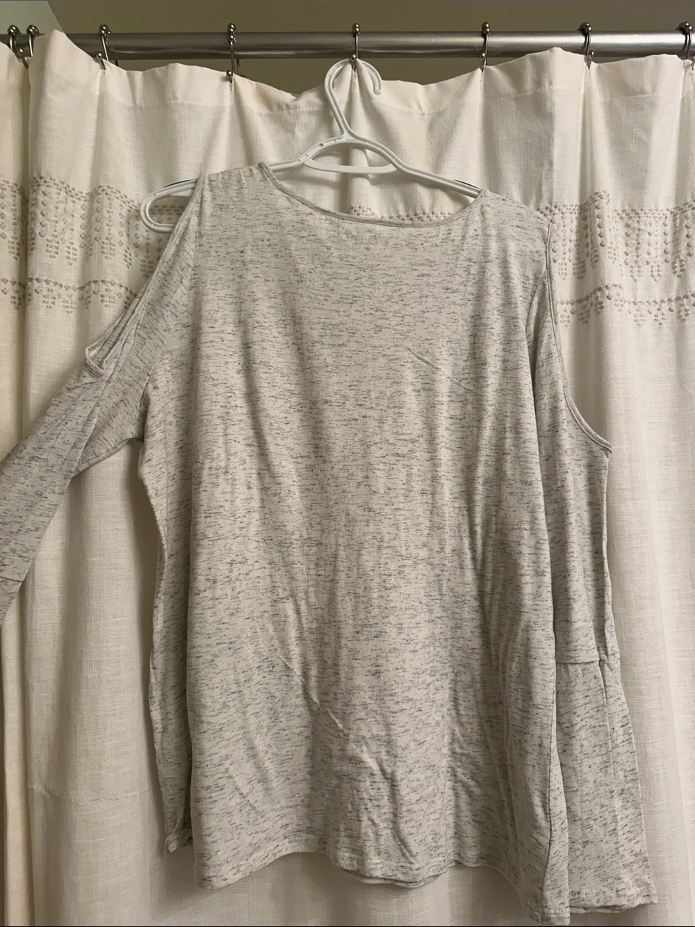 LOFT Light Gray Cold-Shoulder Long Sleeve Top